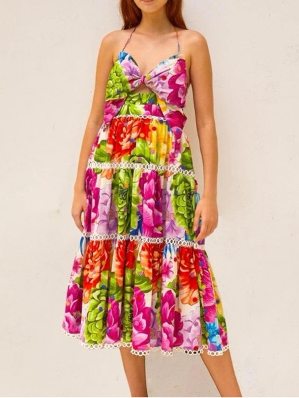 FARM Rio Rainbow Chita Flower Midi Dress Large Floral